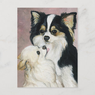"Langhaarige Dackel" Hunde Kunst Postkarte