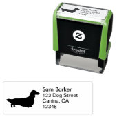 Langhaarige Dackel Hunde Silhouette Rücksendeadres Permastempel (Beispiel)