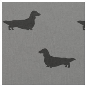 Langhaarige Dackel Hunde Silhouetten Gemustert Stoff