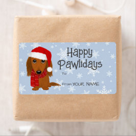 Langhaarige Dackel Hunde Weihnachtsgeschenke Label