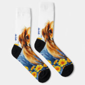 Langhaarige Dackel in den Blume Socken (Rechts)