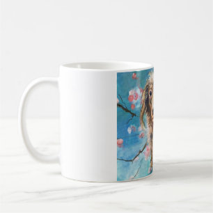 Langhaarige Dackel in Kirschblüten Kaffeetasse