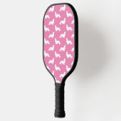 Langhaarige Dackel Love Pickleball Pink Pickleball Schläger (Links)