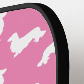 Langhaarige Dackel Love Pickleball Pink Pickleball Schläger (Linke Seite)