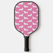 Langhaarige Dackel Love Pickleball Pink Schläger (Vorderseite)