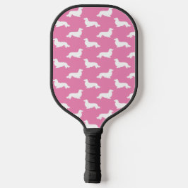 Langhaarige Dackel Love Pickleball Pink Schläger