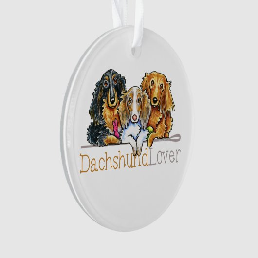 Langhaarige Dackel Lover Ornament (Vorderseite)