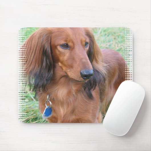 Langhaarige Dackel-Mausunterlage Mousepad (Mit Mouse)
