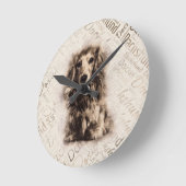 Langhaarige Dackel Runde Wanduhr (Winkel)
