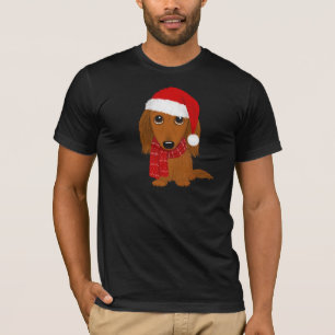 Langhaarige Dackel Santa Dackel Weihnachten T-Shirt