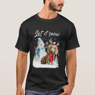 Langhaarige Dackel Santa Dog Weihnachtsschneemann T-Shirt