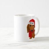 Langhaarige Dackel Santa Niedlich Dog Individuelle Kaffeetasse (VorderseiteRechts)