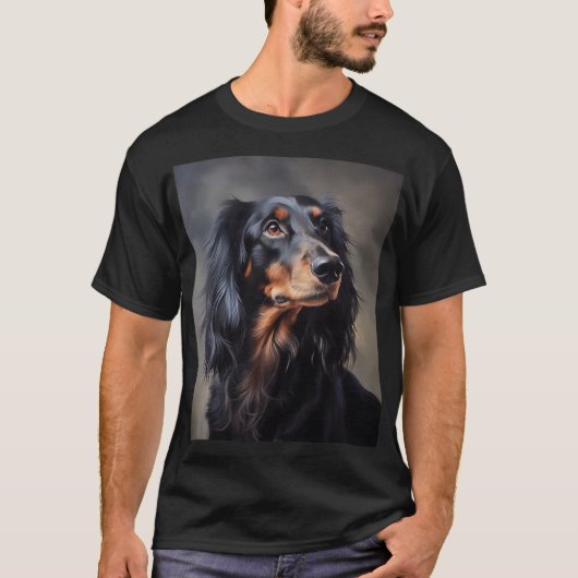 Langhaarige Dackel T-Shirt (Vorderseite)