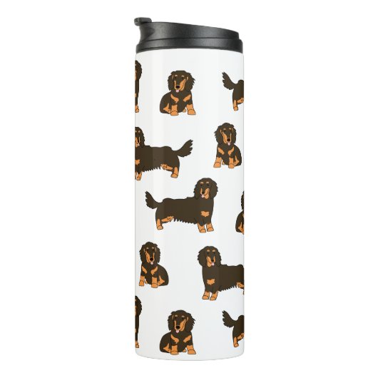 Langhaarige Dackel Thermosbecher (Nach rechts gedreht)