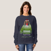 Langhaarige Dackel Ugly Christmas Weiner Dog Mama Sweatshirt (Vorne ganz)