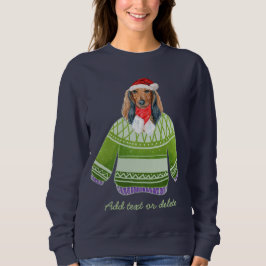 Langhaarige Dackel Ugly Christmas Weiner Dog Mama Sweatshirt
