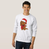Langhaarige Dackel Weihnachtshund Sweatshirt (Vorne ganz)