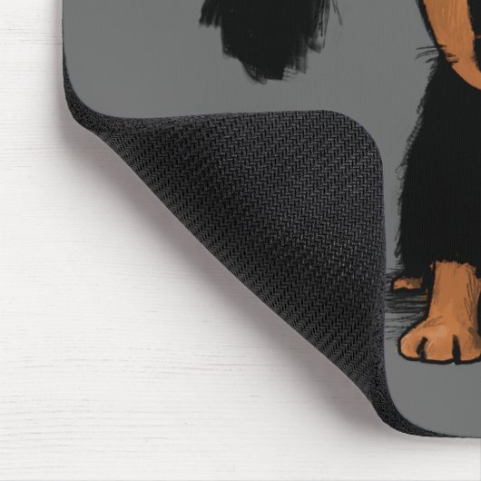 Langhaarige Dackel Welpe Niedlich Hunde Cartoon Mousepad (Ecke)