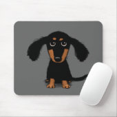Langhaarige Dackel Welpe Niedlich Hunde Cartoon Mousepad (Mit Mouse)