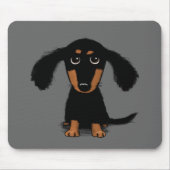 Langhaarige Dackel Welpe Niedlich Hunde Cartoon Mousepad (Vorne)