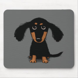 Langhaarige Dackel Welpe Niedlich Hunde Cartoon Mousepad