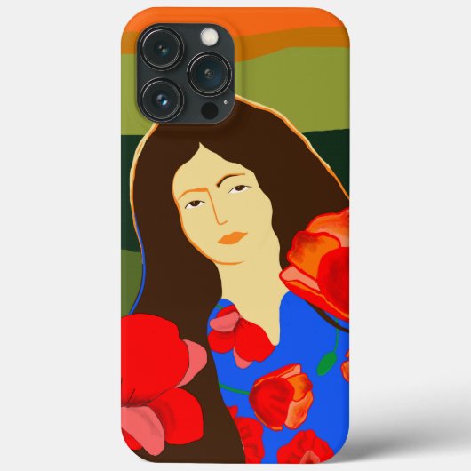 Langhaarige Frau auf Mohnfeld Case-Mate iPhone Hülle (Rückseite)