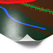 Langhaarige Frau, die auf dem roten Mohnfeld spazi Fotodruck (Ecke)