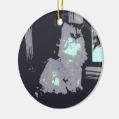 Langhaarige graue Kitty Cat Keramik Ornament (Links)