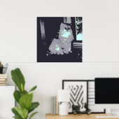 Langhaarige graue Kitty Cat Poster (Heimbüro)