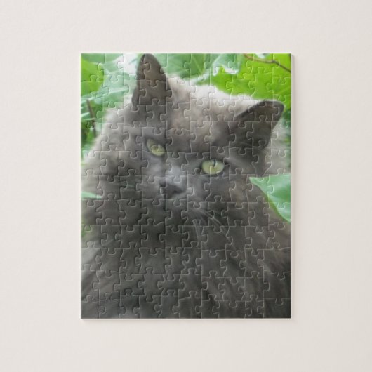 Langhaarige graue Russische blaue Katze Puzzle (Vertikal)