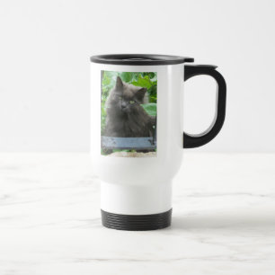 Langhaarige graue Russische blaue Katze Reisebecher