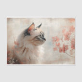 Langhaarige Katze, Blume BP8A Decoupage Seidenpapier (Vorderseite)