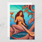 Langhaarige Martini Mermaid Thunder_Cove Einladung (Vorne/Hinten)