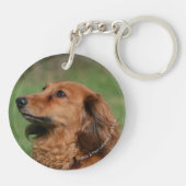 Langhaarige MiniaturDackel 2 Schlüsselanhänger (Rückseite)
