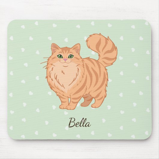 Langhaarige orange getigerte Katze personalisiert Mousepad (Vorne)