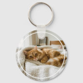 Langhaarige orange getigerte Katzenmutter personal Schlüsselanhänger (Rückseite)