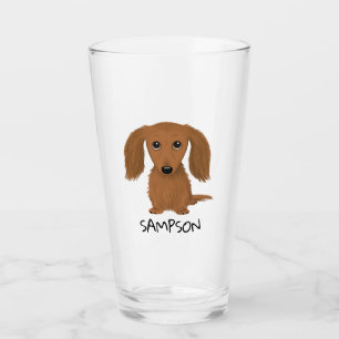 Langhaarige Rote Dackel   Dackel Hund Custom Glass Glas