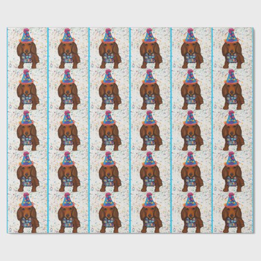 Langhaarige rote Dackel Geschenkpapier (Flach)