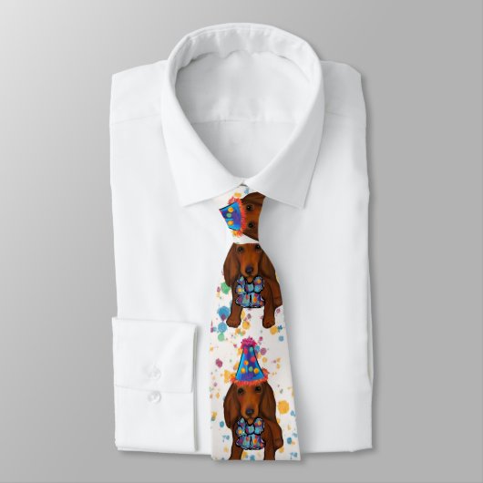 Langhaarige rote Dackel Krawatte (Gebunden)