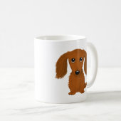 Langhaarige rote Dackel | Niedliche Dackel Hund Kaffeetasse (VorderseiteRechts)