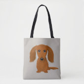 Langhaarige rote Dackel | NIEDLICHE DACKEL Tasche (Vorderseite)