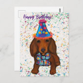 Langhaarige rote Dackel Postkarte (Vorne/Hinten)