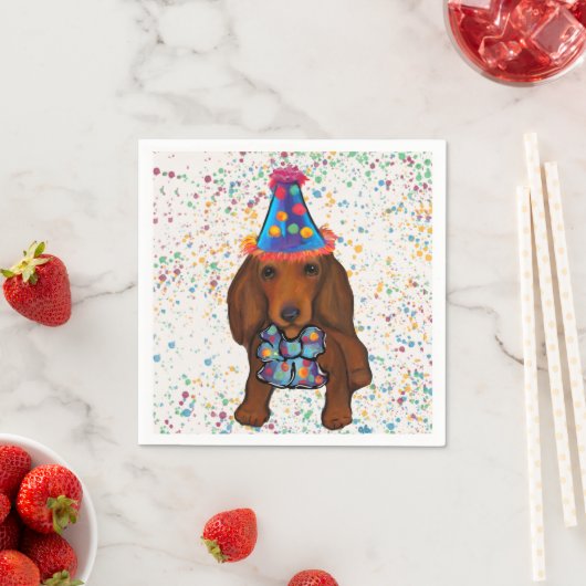 Langhaarige rote Dackel Serviette (Beispiel)