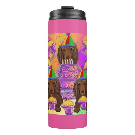 Langhaarige rote Dackeln Thermosbecher (Vorderseite)