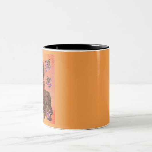 Langhaarige rote Dackeln Zweifarbige Tasse (Mittel)