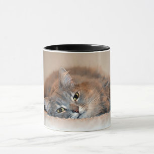 Langhaarige Russische Blaue Katze von Shirley Tayl Tasse
