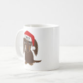 Langhaarige Schokolade Dackel Santa Individuelle N Kaffeetasse (Vorderseite Links)