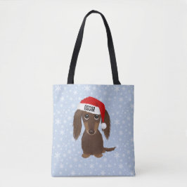 Langhaarige Schokolade Dackel Santa Individuelle N Tasche