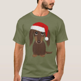 Langhaarige Schokolade Dackel Weihnachten T-Shirt