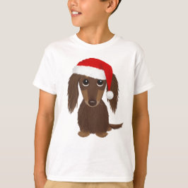 Langhaarige Schokolade Dackel Weihnachten T-Shirt